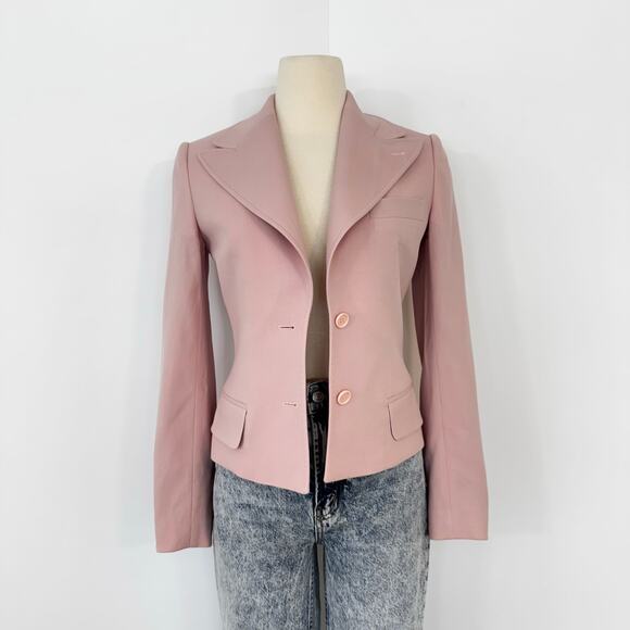 Dolce and Gabbana Single-Breasted Wool Crepe Jacket Blazer Light Pink 38 (US 2) - Picture 4 of 14